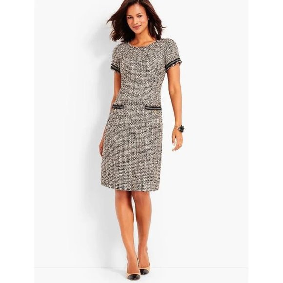Talbots Dresses & Skirts - Talbots Wool Blend Fringe Jolie Tweed Shift Dress 6